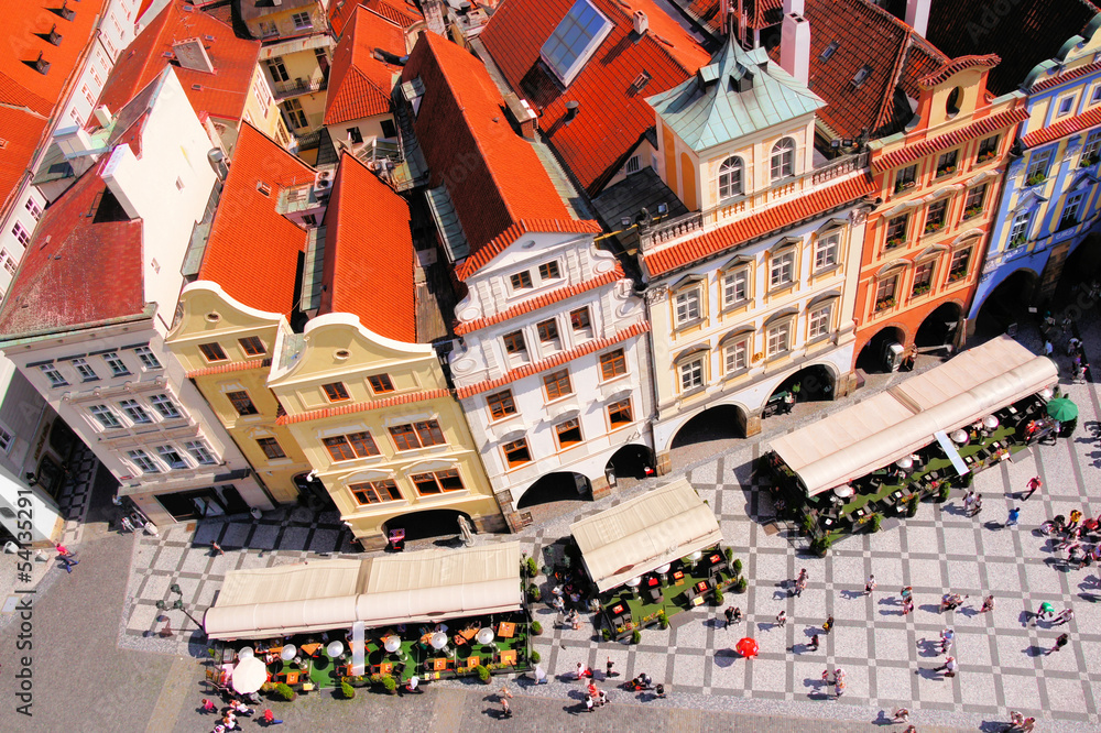 Naklejka premium Aerial view of Old Town Square, Prague, Czech Republic