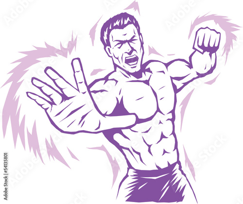 Intense stylized puncher