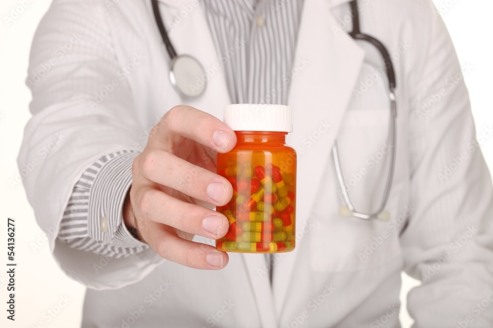 Doctor With Medication in Prescription Bottles Doctor With Medication in Prescription Bottles
