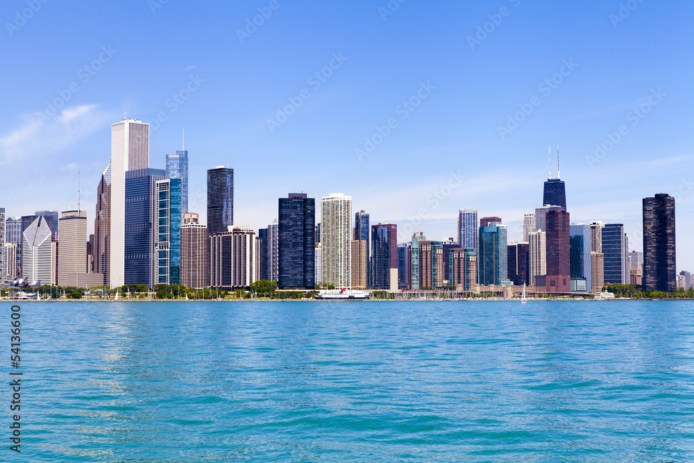 Chicago Skyline With Blue Clear Sky Chicago Skyline With Blue Clear Sky