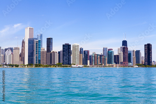 Chicago Skyline With Blue Clear Sky