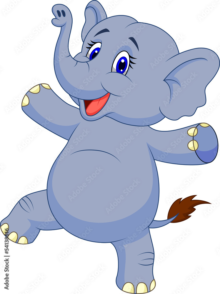 Obraz premium Cute elephant cartoon dancing