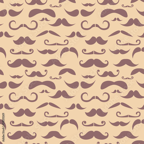 Retro hipster moustache trendy seamless pattern