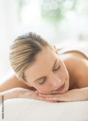 Close-Up Of Woman Resting At Health Spa