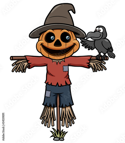 Vector illustration of Cartoon scarecrow