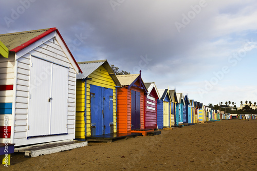 Brighton bathing boxes in a row © jordieasy