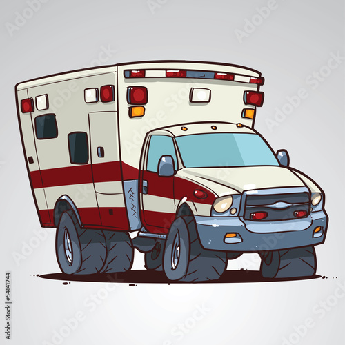 Cartoon ambulance car isolated