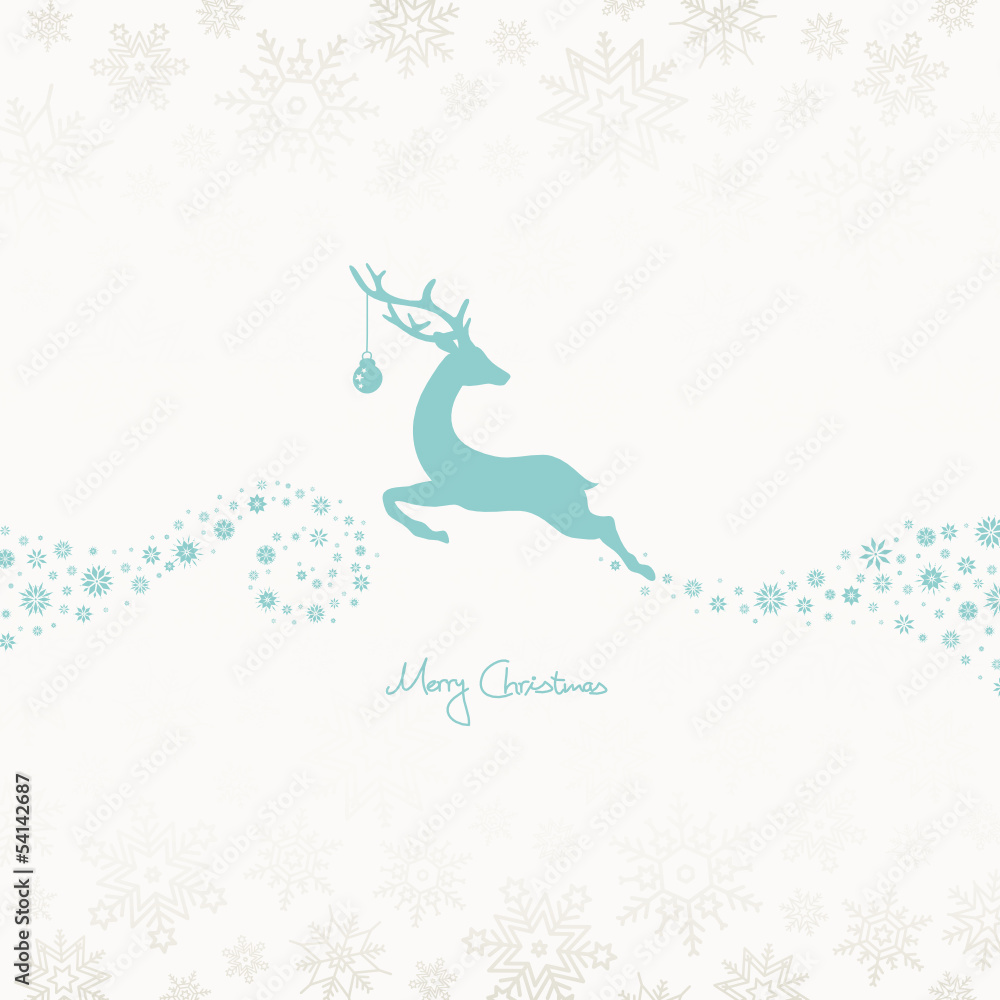Jumping Reindeer, Christmas Ball & Stars Beige/Turquoise Jumping Reindeer, Christmas Ball & Stars Beige/Turquoise