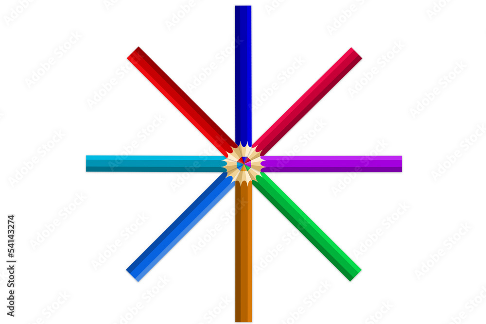 Multi Color pencils set on white background Multi Color pencils set on white background