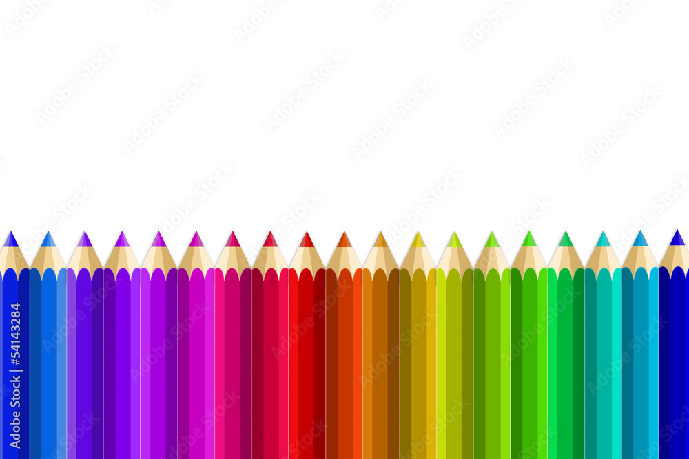 Multi Color pencils set on white background Multi Color pencils set on white background