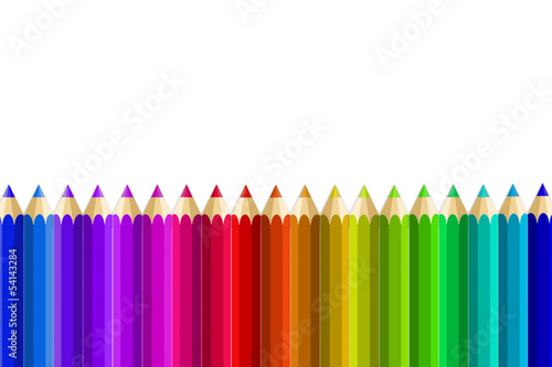 Multi Color pencils set on white background