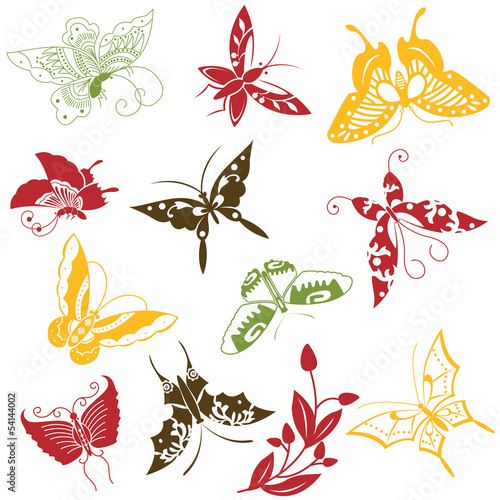 Butterflies ornaments set