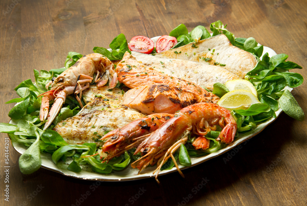 mixed seafood grill