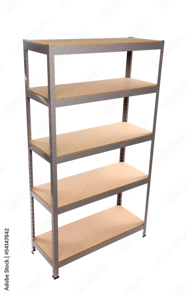 Metal industrial storage shelves. Metal industrial storage shelves.