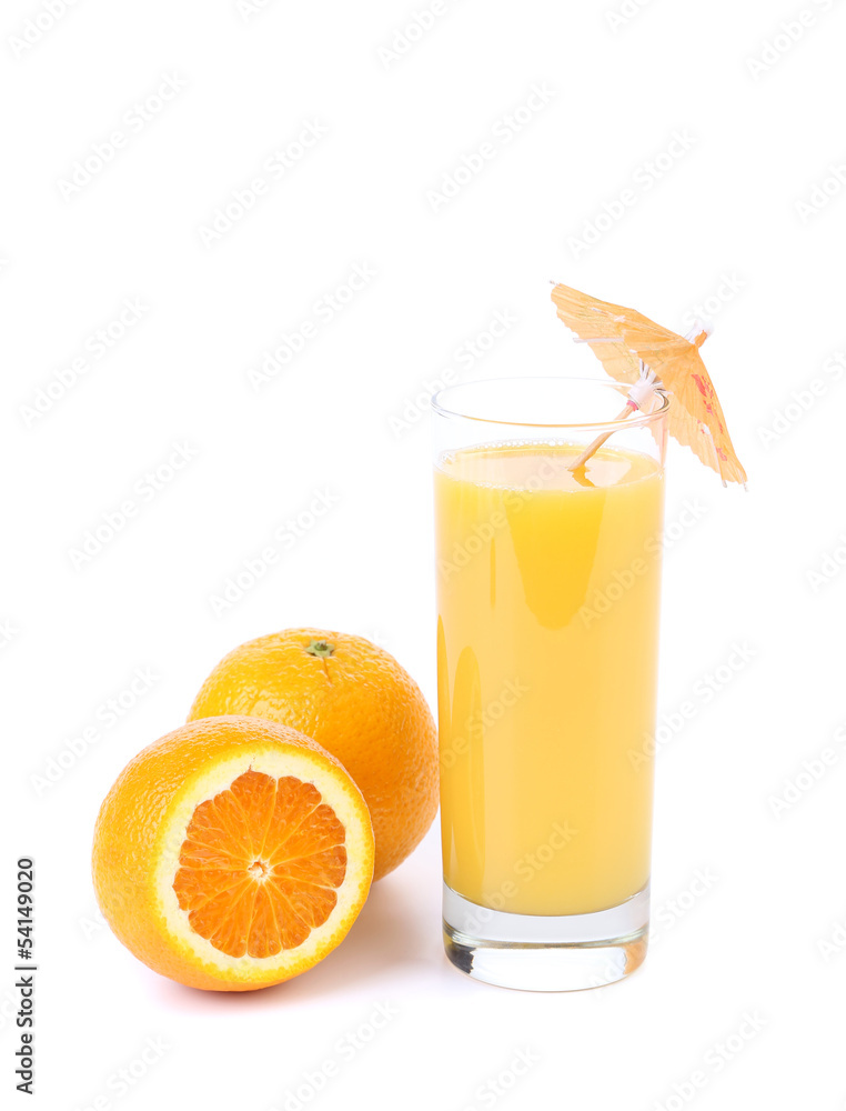 orange juice and slice isolated on white orange juice and slice isolated on white