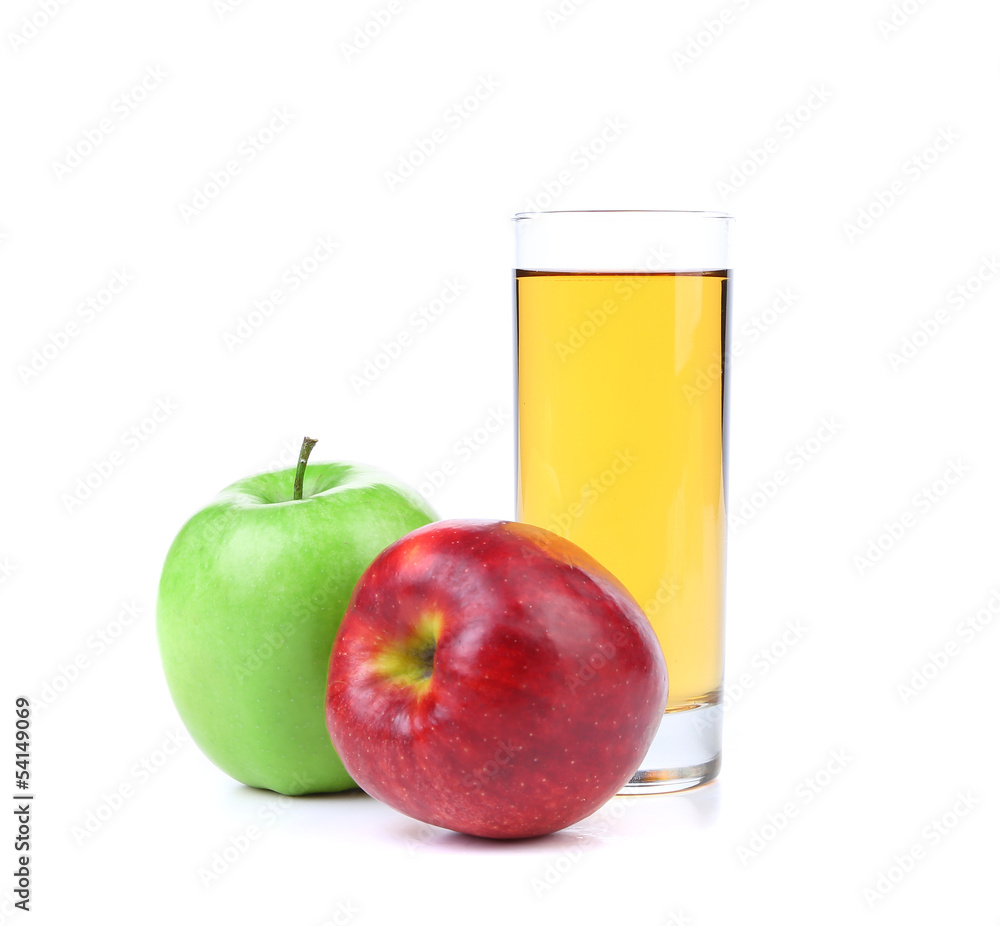 Glass of juice, green and red apple Glass of juice, green and red apple