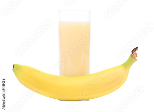 banana and juice isolated on a white background