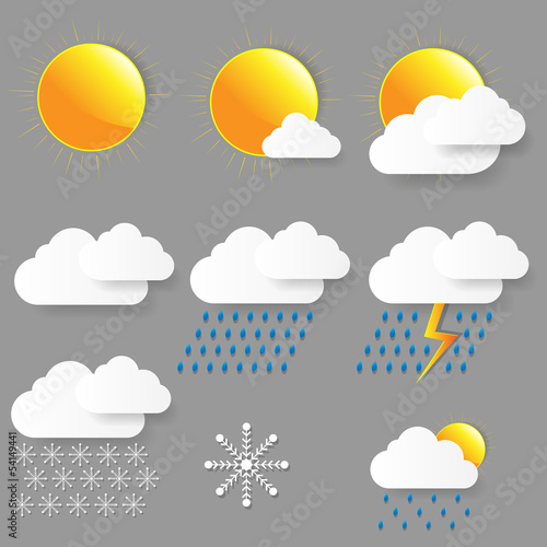 Weather icons. Vector illustration.