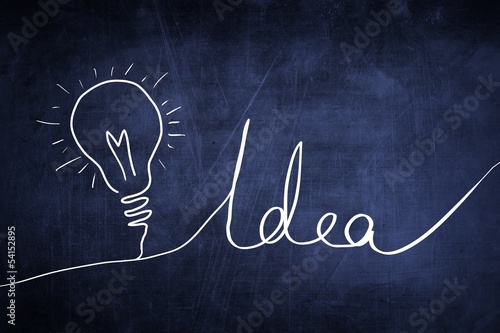 Idea sketch concept with light bulb, sign