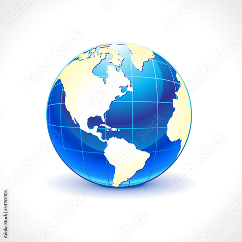 abstract glossy blue globe icon