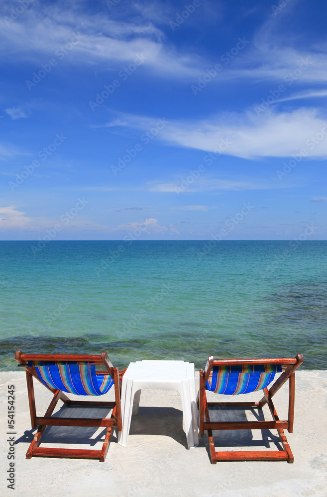chairs on the white sand beach of Koh Samet in Rayong province,