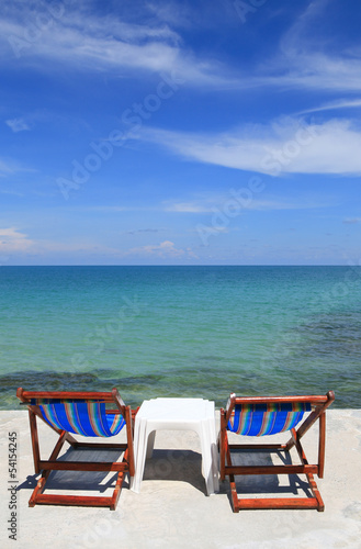 chairs on the white sand beach of Koh Samet in Rayong province 