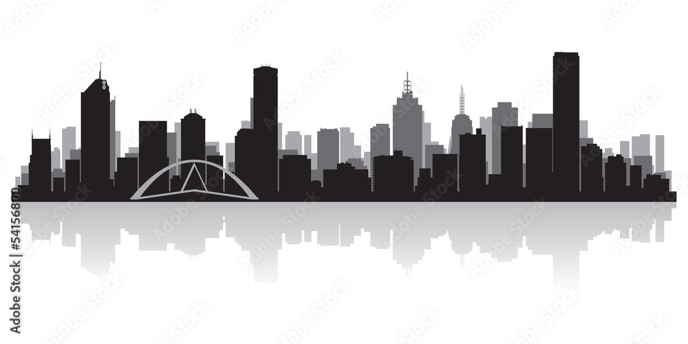 Melbourne Australia city skyline vector silhouette