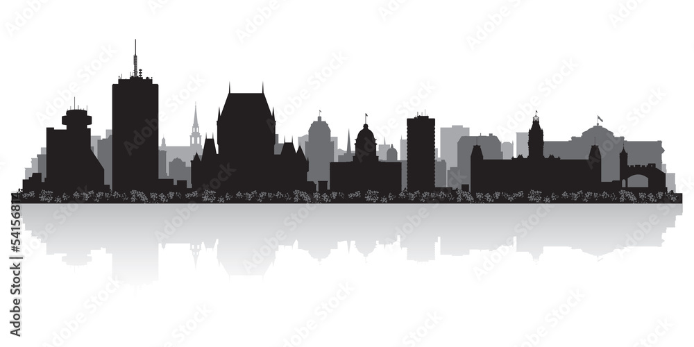 Quebec Canada city skyline vector silhouette