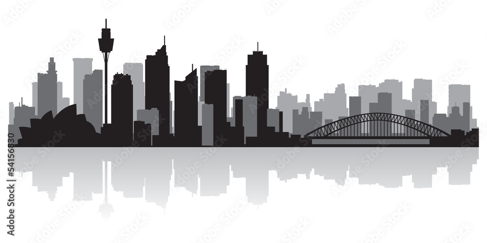 Fototapeta premium Sylwetka wektor panoramę miasta Sydney Australia