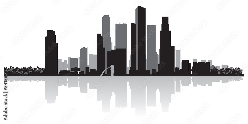 Naklejka premium Singapore city skyline vector silhouette