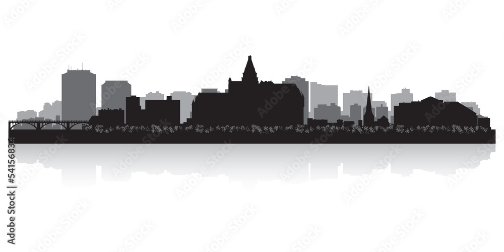 Saskatoon Canada city skyline vector silhouette