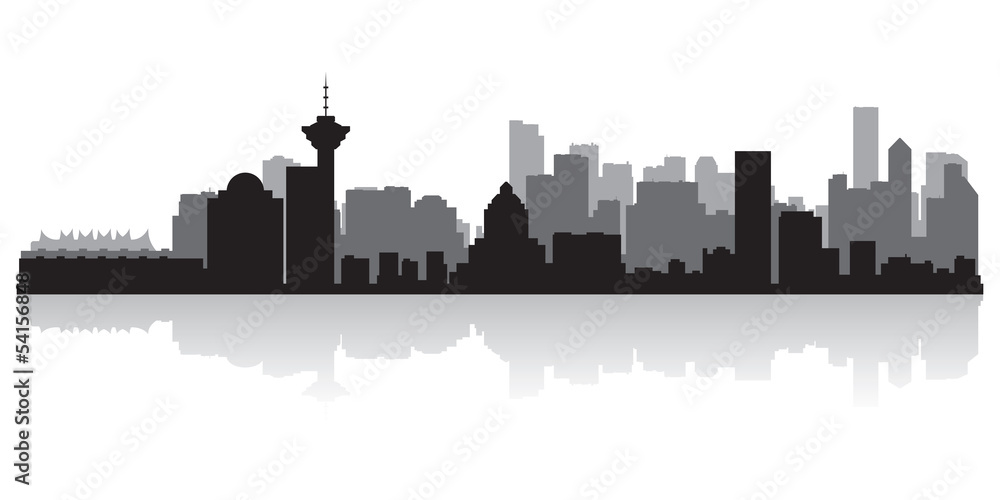 Obraz premium Sylwetka wektor panoramę miasta Vancouver Kanada