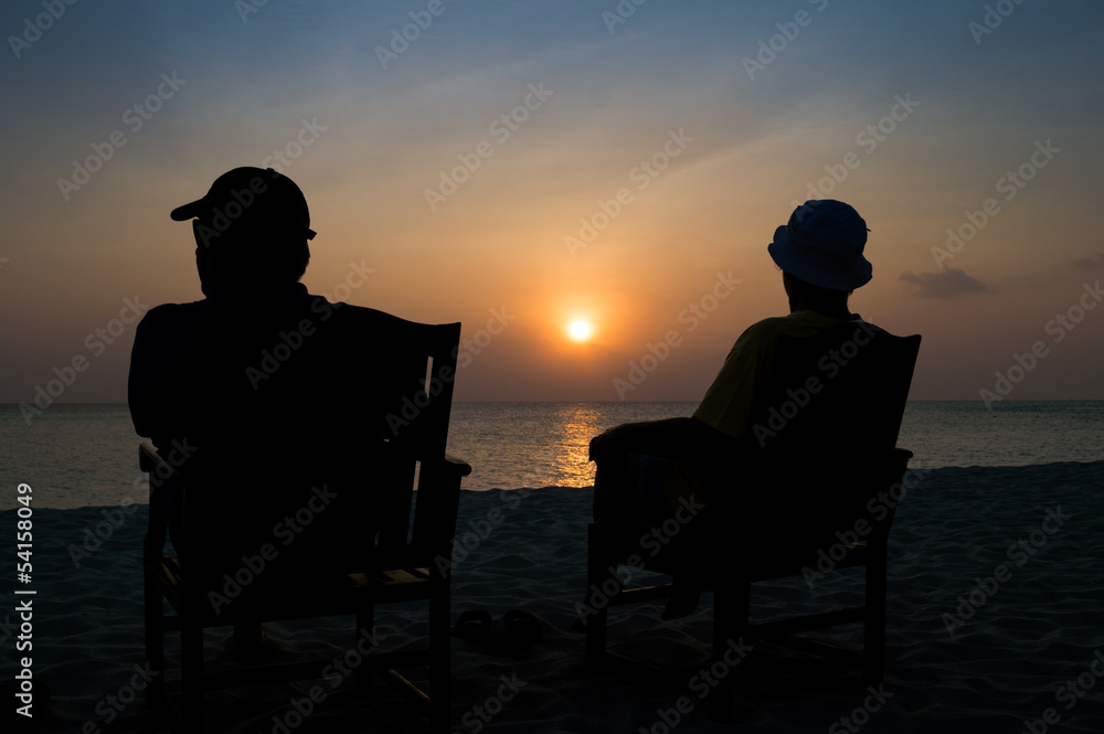 Obraz premium silhouettes on sunset