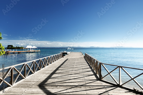 wooden pier in caribbean sea