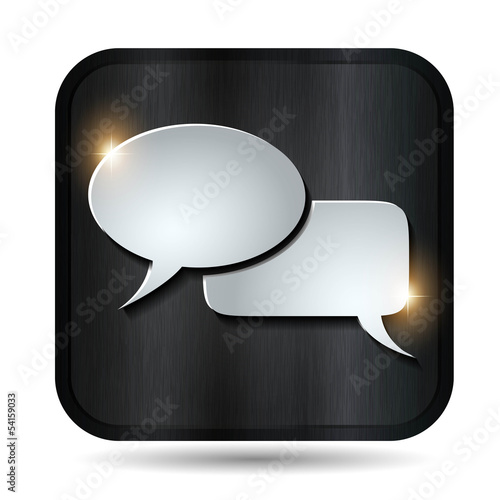 metallic chat vector button