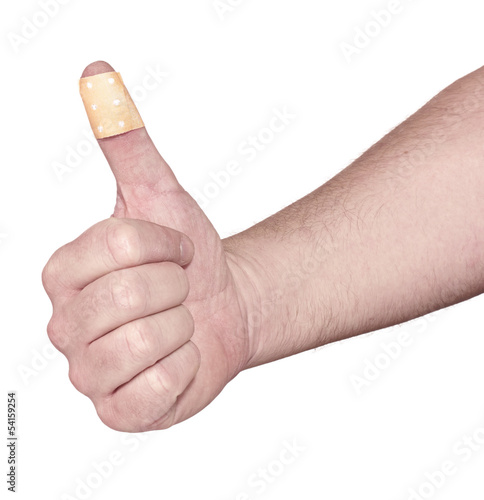 hands with band-aid adesive  plaster photo