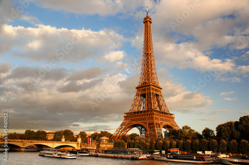 Eiffel Tower  with bridge in Paris, France #54161052
