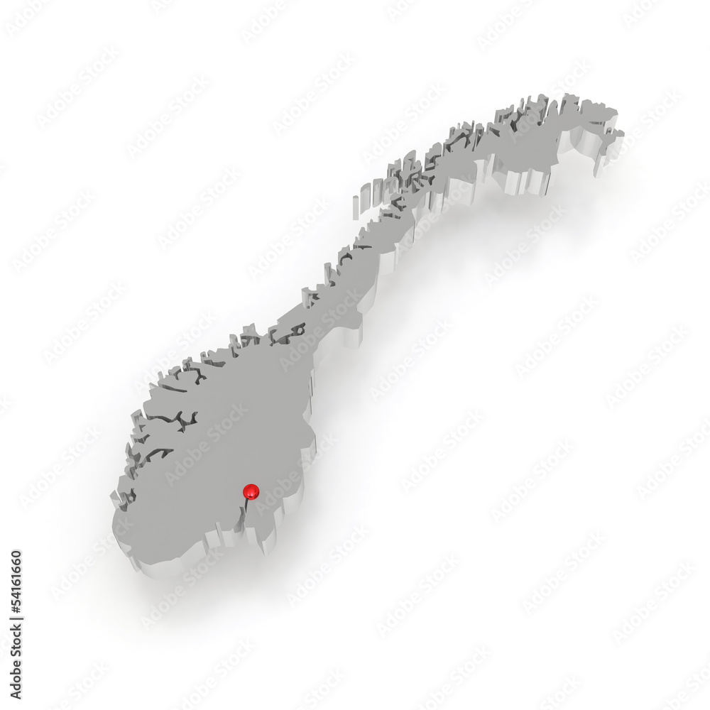 Three-dimensional map of Norway. Three-dimensional map of Norway.