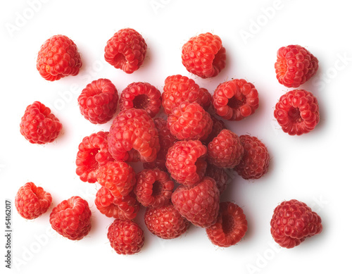 red raspberries on a white background