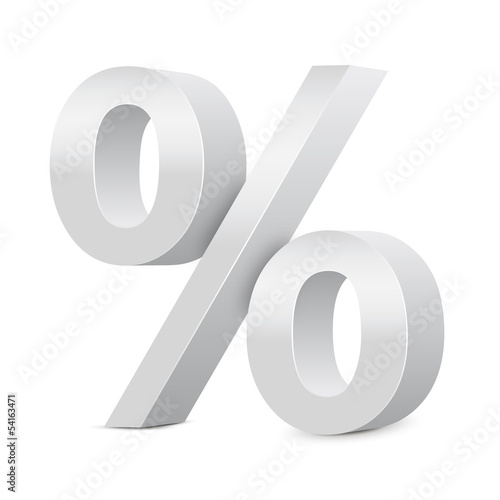 White Percent Sign 3D
