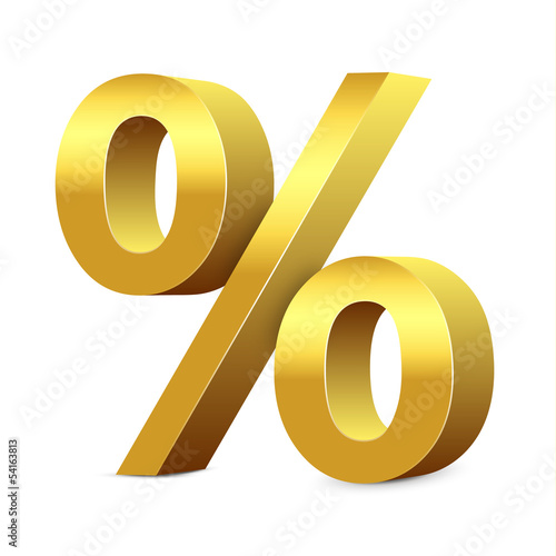 Gold Percent Sign 3D