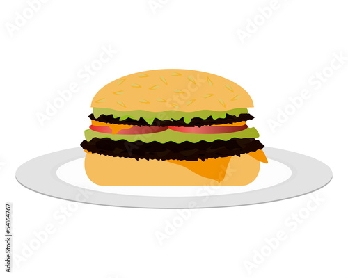 cheeseburger on the plate