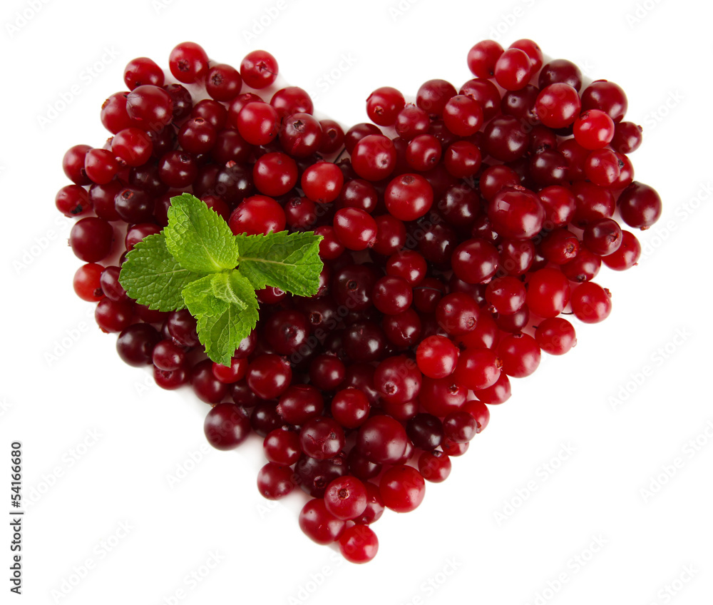 Ripe red cranberries, isolated on white. Ripe red cranberries, isolated on white.