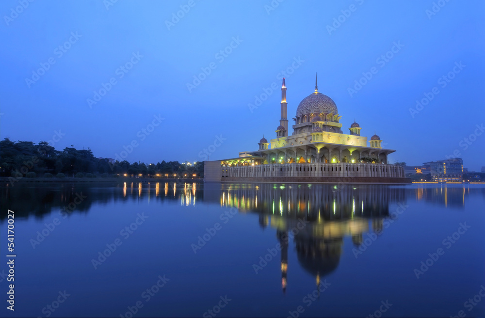 A mirror reflection of putrajaya mosque