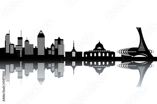 Montreal skyline - black and white vector illustration