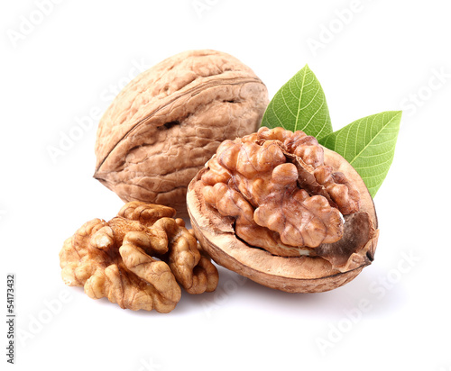 Dried walnuts with leaves