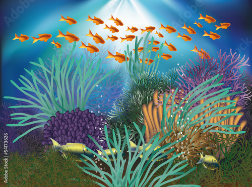 Underwater natural wallpaper. vector illustration