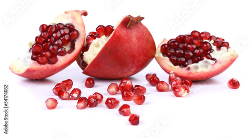 Pomegranate slices isolated on a white backgrount
