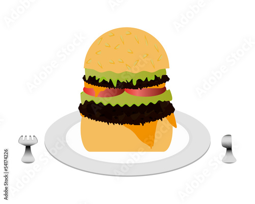 cheeseburger on the plate