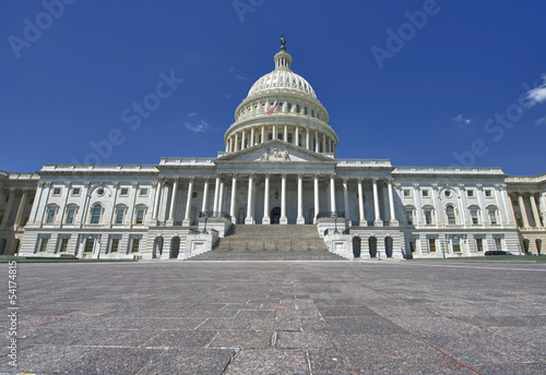 Washington US Capitol on brighty sky background photo